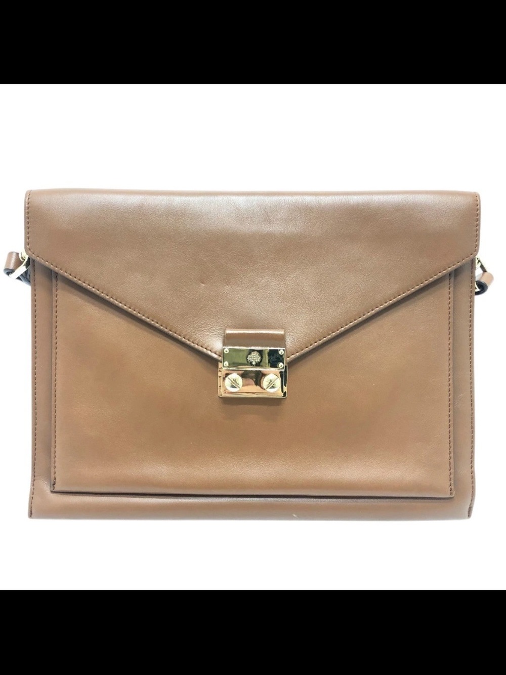 Mulberry Leather Envelope Shoulder Bag in Tan Brown with Gold Hardware